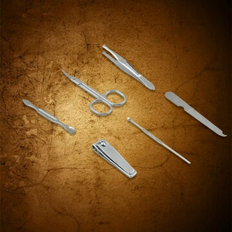 Premium 6-in-1 Stainless Steel Nail Care Kit: Professional Manicure & Pedicure Set for Home & Travel