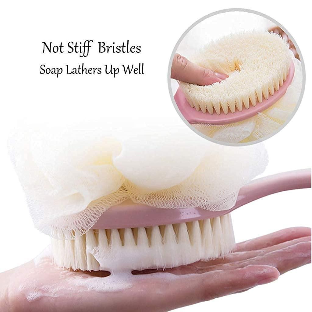 Arcreactor Zone 2 IN 1 loofah with handle, Bath Brush, back scrubber, Bath Brush with Soft Comfortable Bristles And Loofah with handle (Pack of 2)