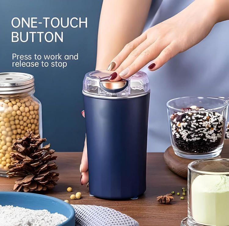 Portable Electric Spices and Coffee Bean Grinder | Stainless Steel Blade | Fast Grinding for Coffee, Herbs, Nuts & Seeds | Compact & Easy to Clean