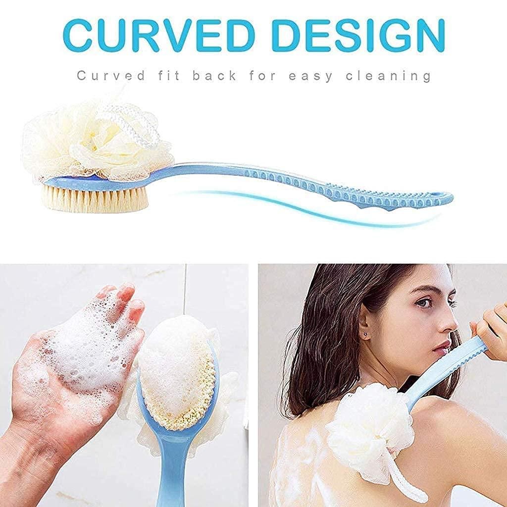 Arcreactor Zone 2 IN 1 loofah with handle, Bath Brush, back scrubber, Bath Brush with Soft Comfortable Bristles And Loofah with handle (Pack of 2)