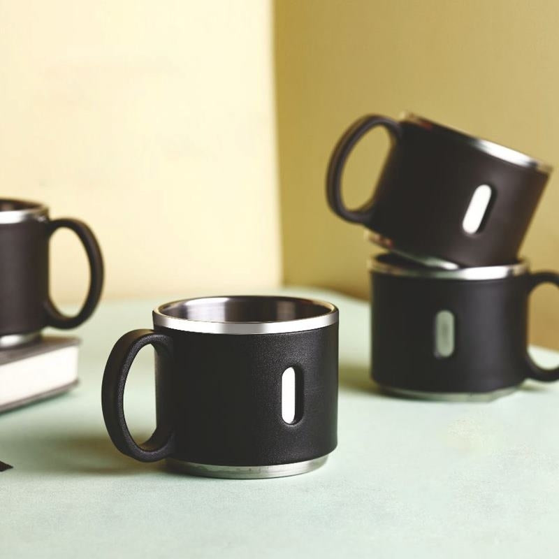 Apex Premium Stainless Steel Desk Mug Set - Set of 6, 150ml Each, Durable & Elegant for Tea/Coffee