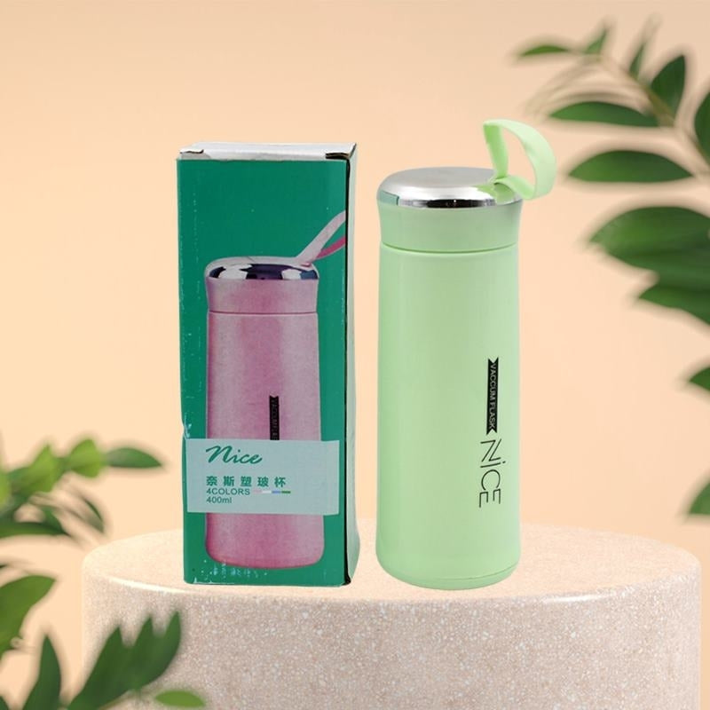 Nice Leak Proof 400ml Glass Water Bottle | Portable Reusable Drinking Bottle with Silicone Sleeve & Lid | Eco-Friendly BPA-Free Water Bottle