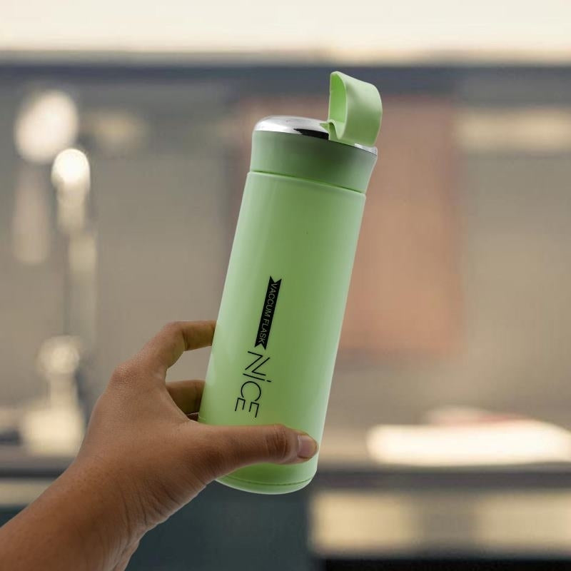 Nice Leak Proof 400ml Glass Water Bottle | Portable Reusable Drinking Bottle with Silicone Sleeve & Lid | Eco-Friendly BPA-Free Water Bottle