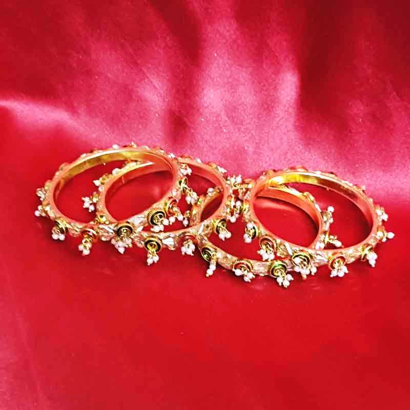 Gold-Toned Pearl Beaded Bangles with Coin Charms for Women & Girls | Traditional Bridal Jewellery | Ethnic Indian Fashion Accessories