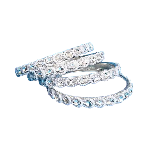 Newly arrived Metal Base Golden Bangles Adorned with Artificial Tear Drop Stones Pair of 2