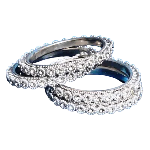Latest Metal Base Silver Toned Bangles Adorned with Artificial Stones and Beads