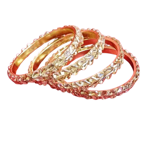 Latest Metal Base Silver Toned Bangles Adorned with Artificial Tear Drop Stones and Beads Pair of 2