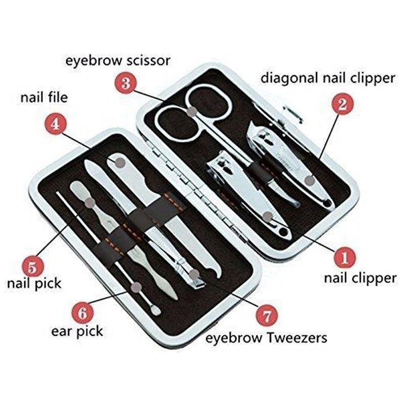 Complete 7-in-1 Professional Manicure & Pedicure Tools Kit for Women - Premium Nail Clipper Set