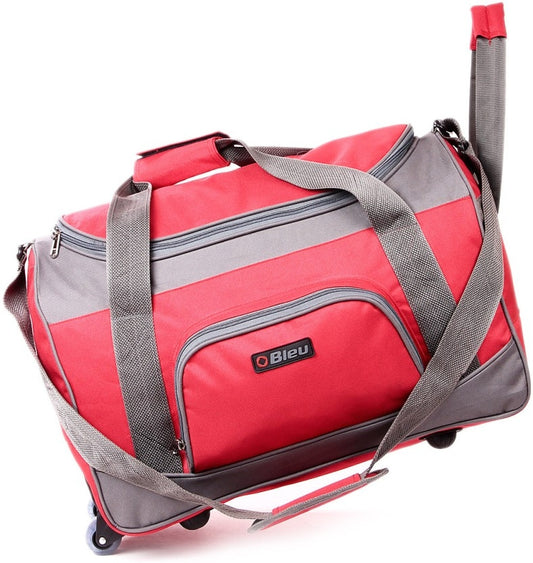 Bleu Duffle Travel Bag with Wheels-Red Grey-Tb-507