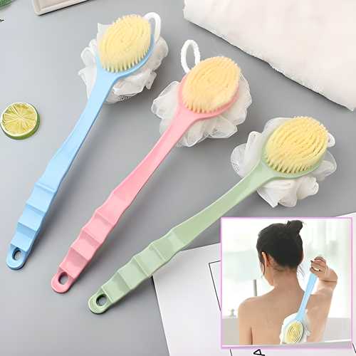 Arcreactor Zone 2 IN 1 loofah with handle, Bath Brush, back scrubber, Bath Brush with Soft Comfortable Bristles And Loofah with handle (Pack of 2)